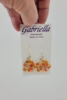 Scotch & Soda Yellow and Pink Sterling Sikver Cluster Bead Dangle Earrings